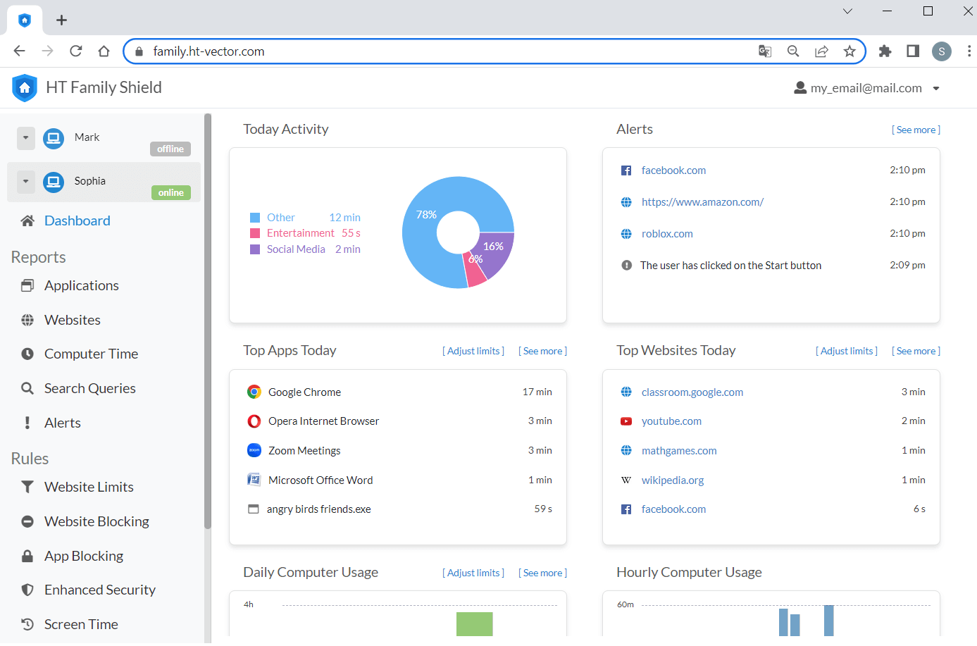 HT Family Shield Dashboard