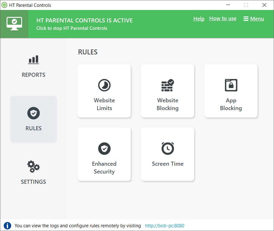 HT Parental Control Window