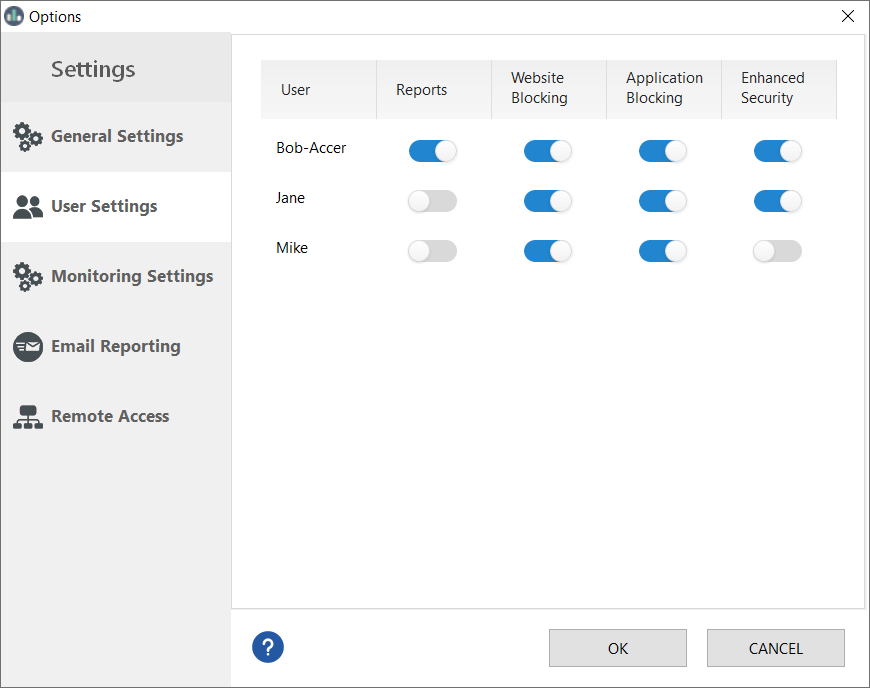 User Settings