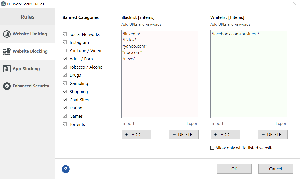 HT Work Focus Website Blocking