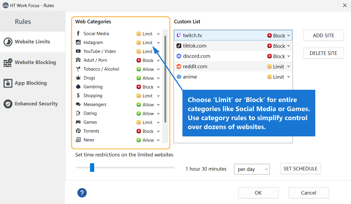 Block Website Categories