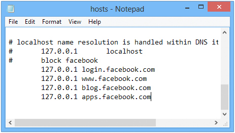 block facebook hosts file