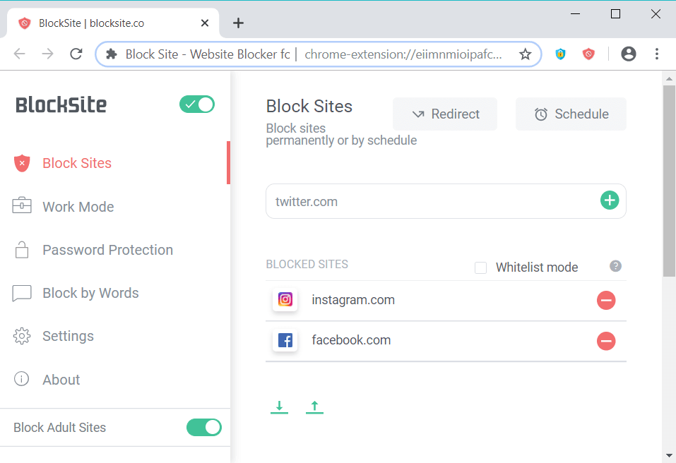 google chrome website blocker