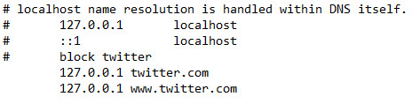 block twitter with hosts file