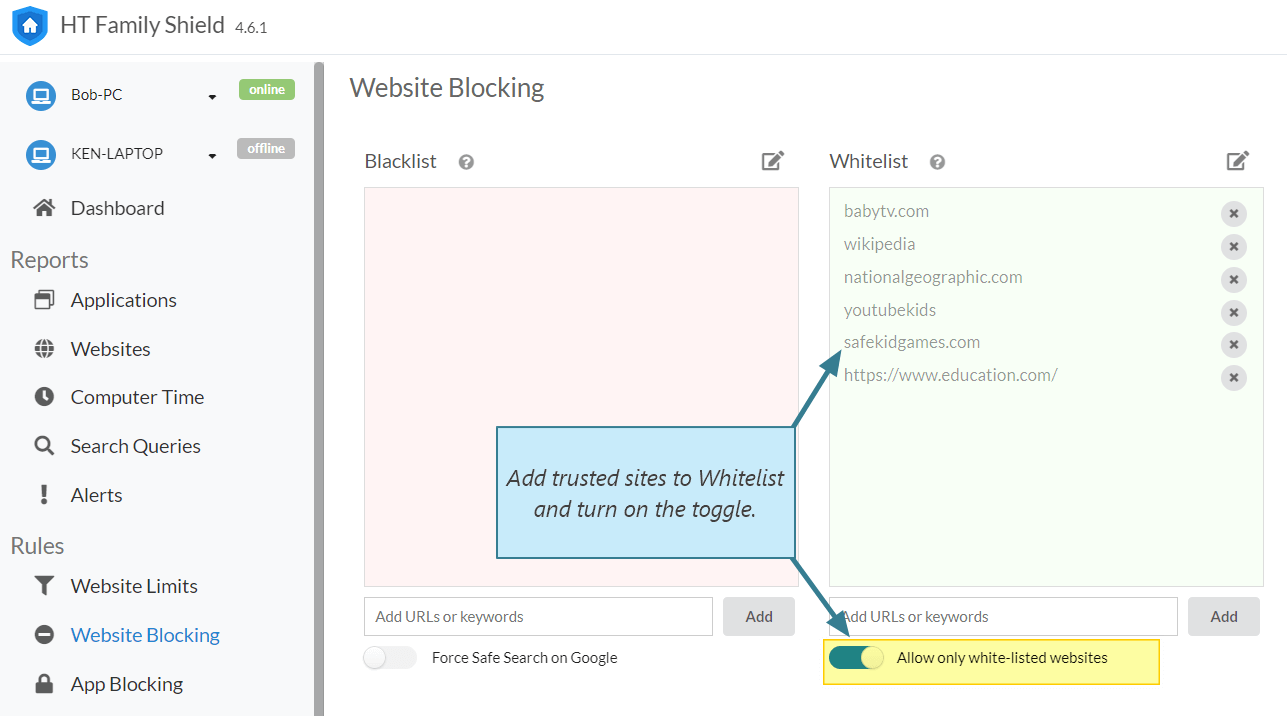 how to white list a site with adguard