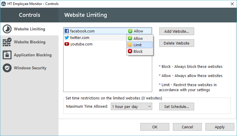 limit time on websites
